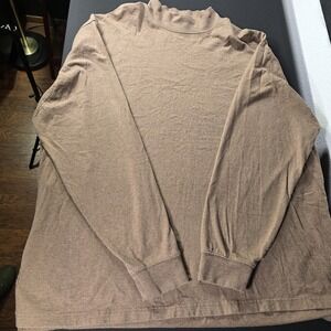 Duluth Trading Co Long Sleeve Mock Neck Shirt Mens Sz XL, 100% Cotton Tan/Brown